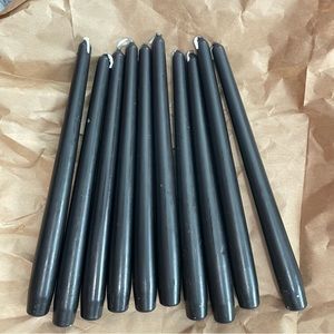 Lot of 10 black taper candles